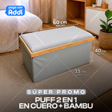 PUFF 2 EN 1 EN CUERO + BAMBU