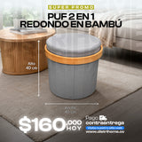 PUFF 2 EN 1 REDONDO + BAMBU