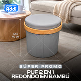PUFF 2 EN 1 REDONDO + BAMBU