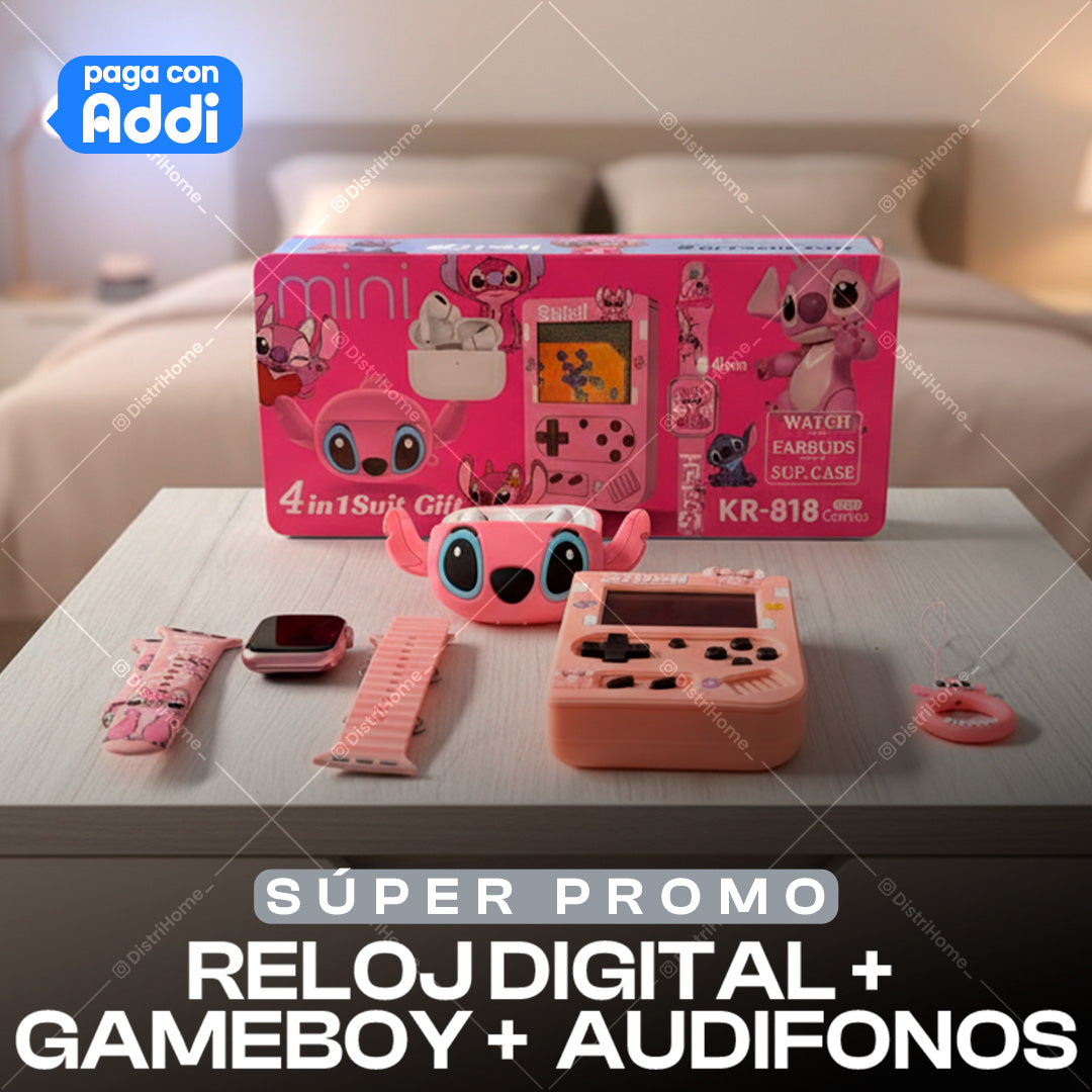 RELOJ + AUDIFONOS + GAMEBOY