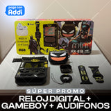 RELOJ + AUDIFONOS + GAMEBOY