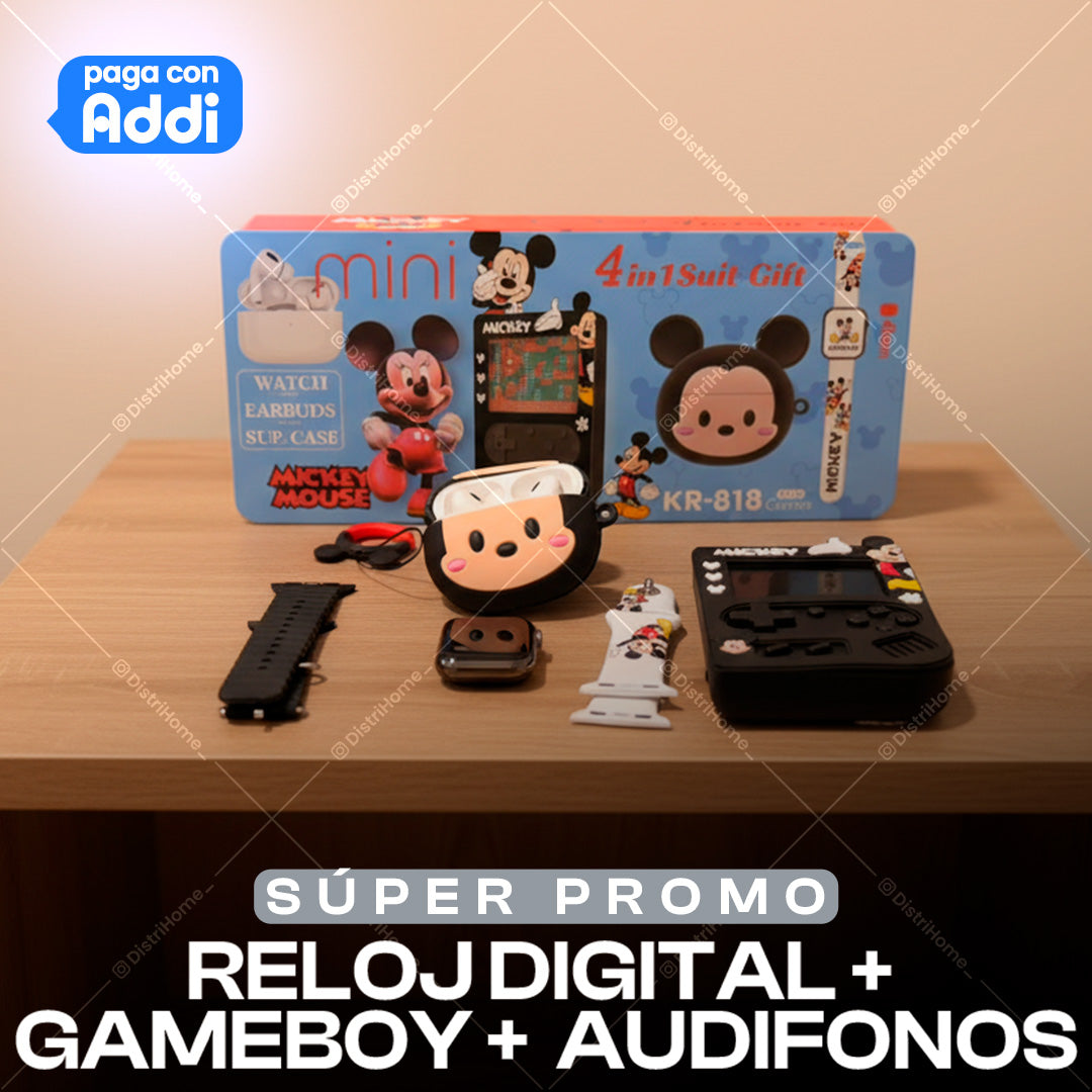 RELOJ + AUDIFONOS + GAMEBOY