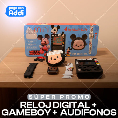 RELOJ + AUDIFONOS + GAMEBOY
