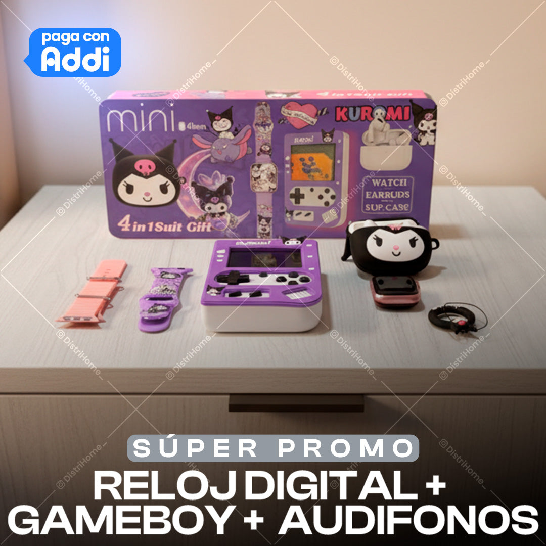 RELOJ + AUDIFONOS + GAMEBOY