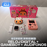 RELOJ + AUDIFONOS + GAMEBOY