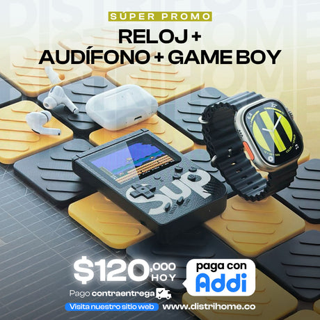 COMBO AUDIFONO + GAMEBOY + RELOJ