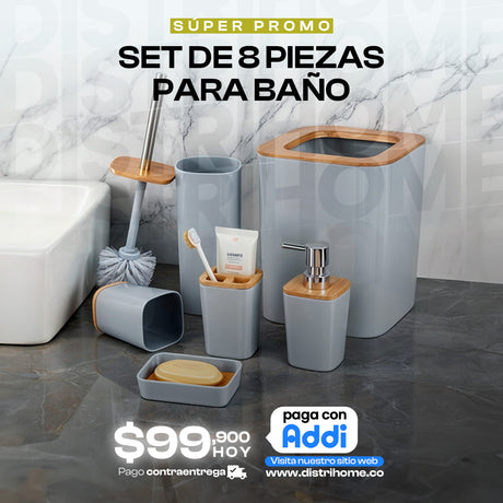 SET 6 EN 1 DE BAÑO EN MADERA NEGRO