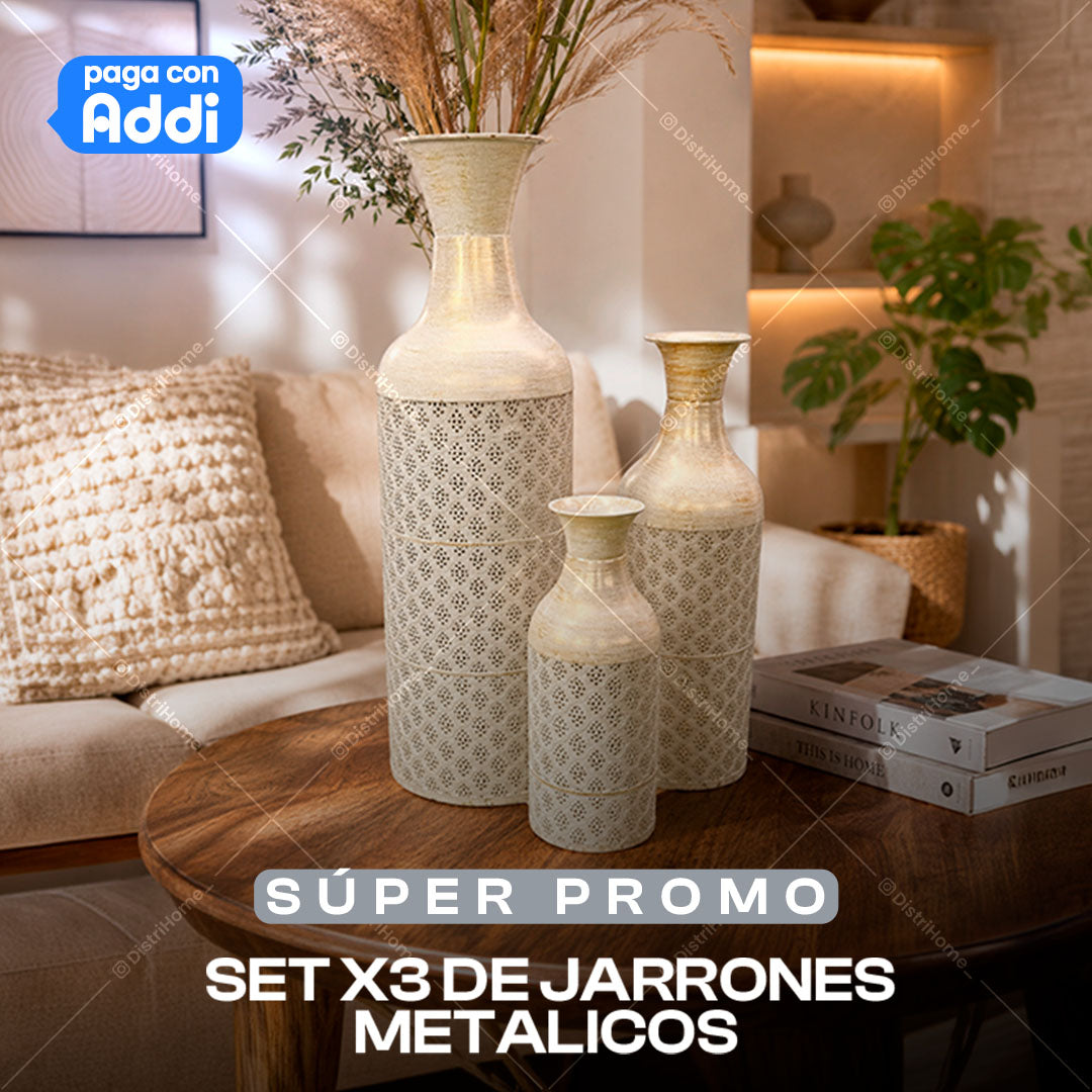 SET X3 DE JARRONES METALICOS