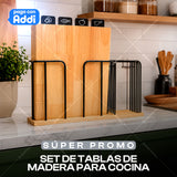 TABLAS DE PICAR EN MADERA X4 + BASE CUCHILLO