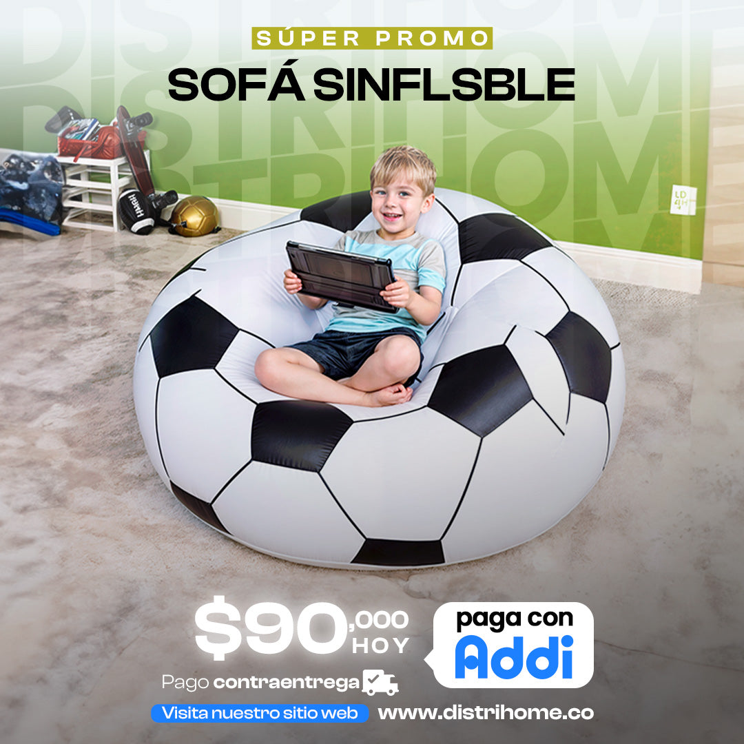 PUFF INFLABLE FORMA DE BALON DE FUTBOL