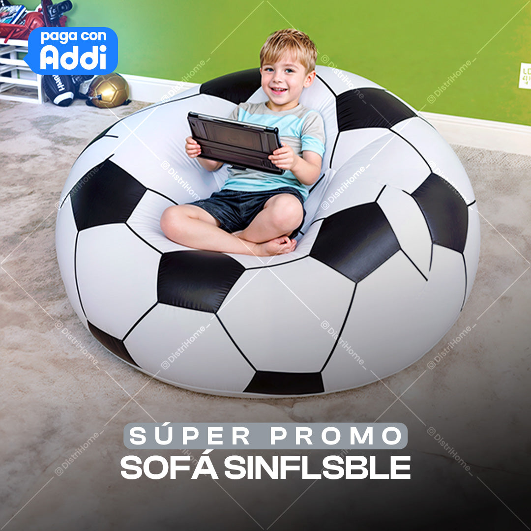 PUFF INFLABLE FORMA DE BALON DE FUTBOL