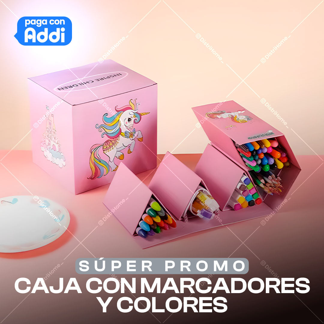 CAJA PLEGABLE DE MARCADORES Y COLORES