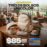 TRIO DE BOLSOS UNICOLOR