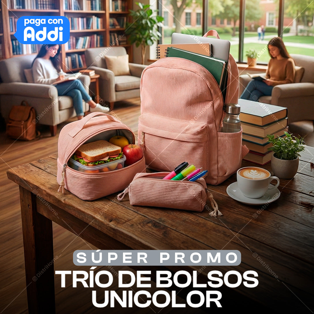 TRIO DE BOLSOS UNICOLOR