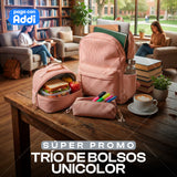 TRIO DE BOLSOS UNICOLOR