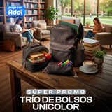 TRIO DE BOLSOS UNICOLOR