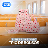 TRIO DE BOLSOS FRESAS