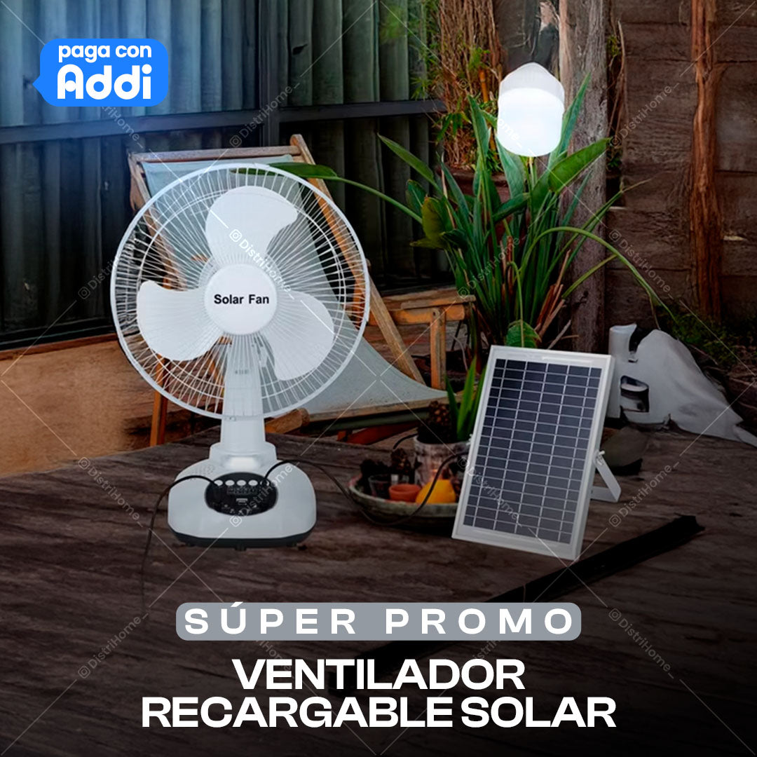 VENTILADOR RECARGABLE SOLAR HOGAR🔥