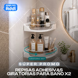 REPISAS ADHESIVAS GIRATORIAS PARA BAÑO X2